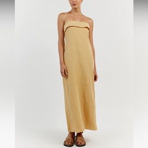 DISSH Strapless Midi Dress in Tan